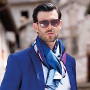 sciarpa in seta jazz sax blue sky