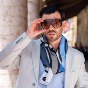 sciarpa in seta jazz sax ice blue